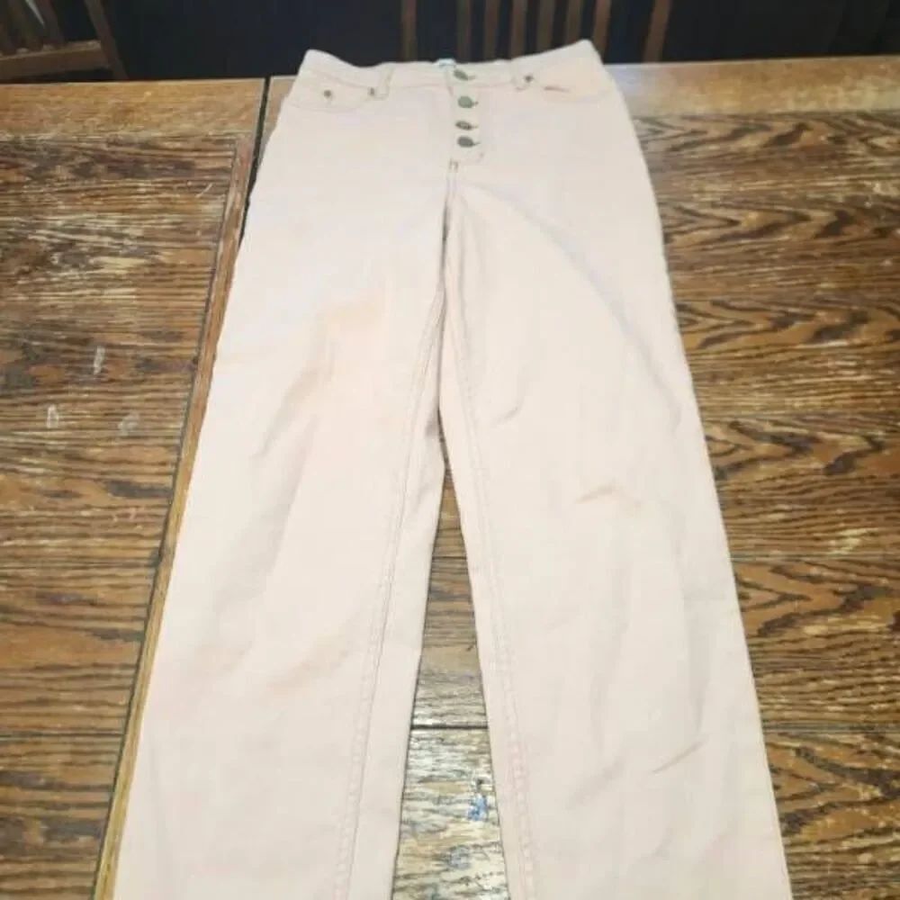 baum und pferdgarten pale pink button fly jeans sz 34